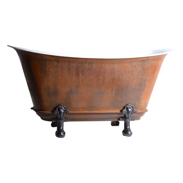 'The Honcourt73' 73" Freestanding Cast Iron Chariot Clawfoot Tub with an IRON RUST exterior plus Drain