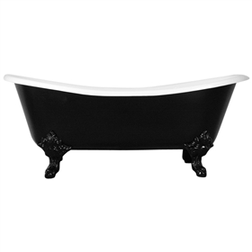 Any Solid Color 'Kensington' Cast Iron French Bateau Clawfoot Tub and Drain