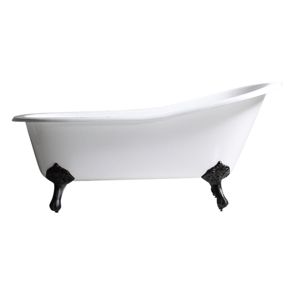 Any Solid Color 'Malton-67' 67" Cast Iron Single Slipper Clawfoot Tub and Drain