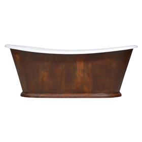 'The Paris-IR-73' 73" Cast Iron French Bateau Tub with IRON RUST Exterior and Drain