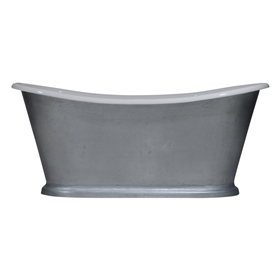 'The Paris-LFZC-73' 73" Cast Iron French Bateau Tub with Burnished Zinc Exterior and Drain
