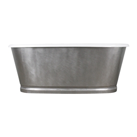 'The Royston66' 66" Cast Iron Double Ended Tub with Burnished-80 Non-Reflective Angled Stainless Steel Exterior with Rogeat Base and Drain