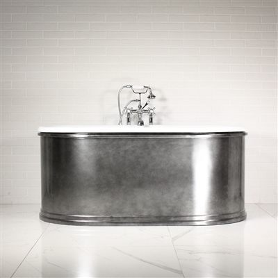 <br>'The Rushen61' 61" Cast Iron Double Ended Skirted Tub with AGED CHROME  Exterior plus Drain<br>