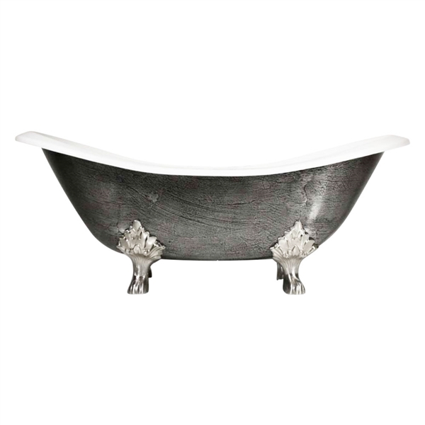 'The Sibton' 73" Cast Iron Double Slipper Clawfoot Tub with HAND BURNISHED Exterior