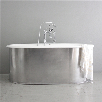 <br>'The Waverley' 61" Cast Iron Double Ended Tub with BURNISHED ALUMINUM Exterior<br>