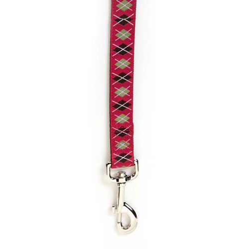 Raspberry Argyle Dachshund Lead