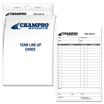 champro baseball softball team line-up cards - set of 25