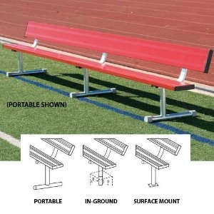 Sport 15' Permanent Steel Team Bench With Back 15 Foot