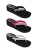 Women's Sequin Flip Flops Comfort Thong Sandals with Wedge