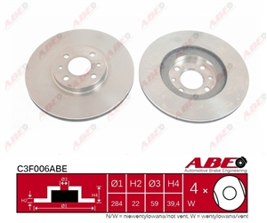 Zavorni diski ABE 284 mm spredaj Alfa 145, 146, 155