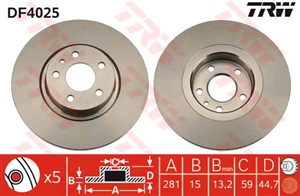 Zavorni diski TRW spredaj 281 mm Alfa 147, 156