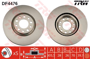 Zavorni diski TRW spredaj 305 mm Alfa 159, Brera, Spider, Giulietta