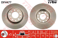 Zavorni diski TRW zadaj 278 mm Alfa 159, Brera, Spider, Giulietta