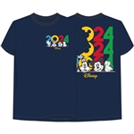 Adult Tee 2024 Peeking Donald Goofy Mickey Pluto, Dark Navy