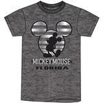 Adult Unisex T Shirt Mickey Stripe Icon with foil, Dark Gray