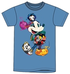 Adult Icon Collage Mickey Mouse Tee, Blue