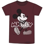 Adult Unisex Tee Mickey Mickey Standing, Maroon