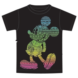 Adult Unisex T-Shirt Rainbow Pattern Mickey, Black