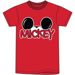 Adult Mens Tee Shirt Mickey Family Fan, Red