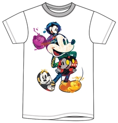 Adult Icon Collage Mickey Mouse Tee, White