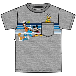 Youth Mickey Pluto Goofy Donald Pocket Tee, Gray