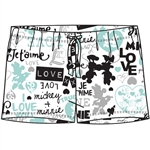 Adult Short Mickey & Minine All Over Print, Mint & Black