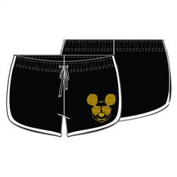 Junior Mickey Text Lounge Short, Black White