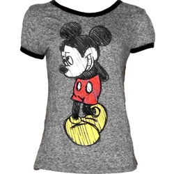 Womens Fashion T Shirt Mickey Mouse Shy, Black