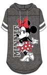 Junior Fashion Hooded Football Tee Flashing Minnie, Charcoal