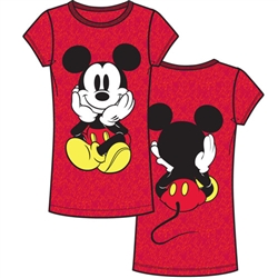 Adult Womens Fashion Top Mickey Front and Back, Cherry Red