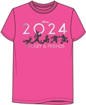 Plus Tee 2024 Marching Silohouette Mickey Minnie Doald Goofy Pluto, Pink