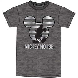 Plus Unisex T Shirt Mickey Stripe Icon, Black Heather