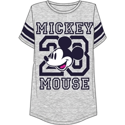 Plus Size Football Tee Mickey Mouse Head, Gray