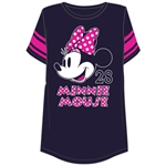 Plus Size Football Tee Minnie Mouse Head, Navy