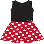 Youth Girls Tank Dress Cosplay Minnie Mouse Polka Dots, Black Red