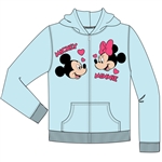 Youth Zip Up Hoodie Mickey Minnie Love, Blue Aqua