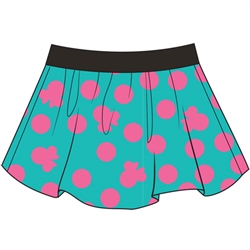 Youth Girls Skort Skirt/Short Girlie Minnie Print, Teal Pink