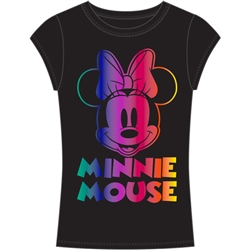 Youth Girls Fashion Top Happy Minnie Mouse Face, Black
