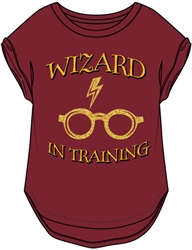 Youth Girls Harry Potter Wiz in Training Hi Lo Cuffed Sleeve, Cardinal Red