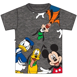 Youth Boys Tee Mickey Goofy Donald Pluto Fab Day, Black Heather