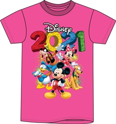 Toddler 2021 Fun Friends Mickey Minnie Pluto Donald Goofy Tee, Pink