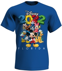 Toddler 2022 Fun Friends Mickey Minnie Goofy Donald Pluto Tee, Royal, Florida Namedrop