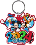 Laser Keychain 2024 Burst Group Mickey Minnie Donald Goofy, Florida Namedrop