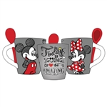 Mickey Minnie Amazing Day 11oz Mug w/Spoon, Gray Red
