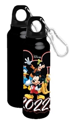 2022 All Ears Mickey Goofy Donald Pluto Aluminum Bottle, Black