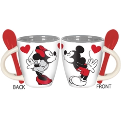 Mickey and Minnie Kiss Espresso Cup with Spoon