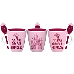 99% Sure I'm a Princess with castle 11oz Mug w/Spoon, Pink