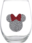 Stemless Single Glass Rhinestone Minnie, Boxed