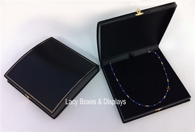 Necklace Box Roll Top Black Leatherette