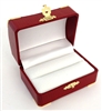 Double Ring Box Red with Gold Corners/Clasp